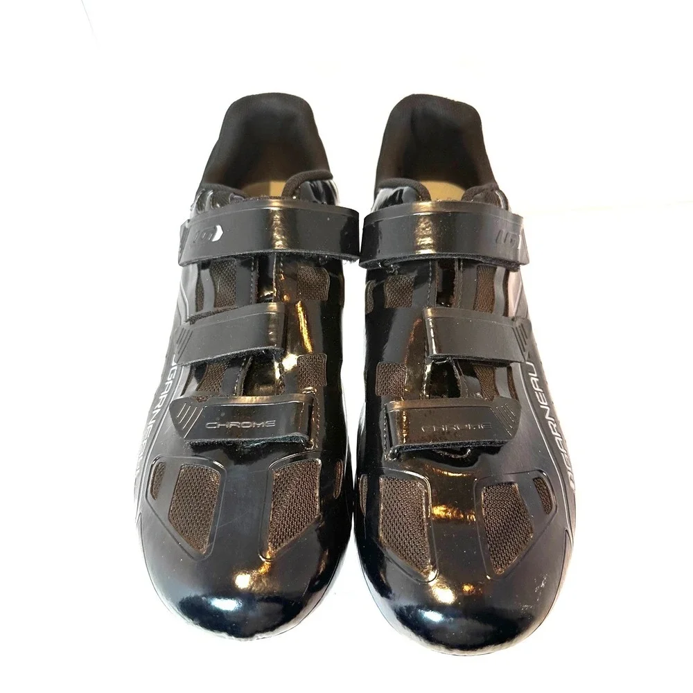 Louis Garneau Chrome Men Black Road Cycling Shoes HRS-80 Triple Strap Sz 14-14.5